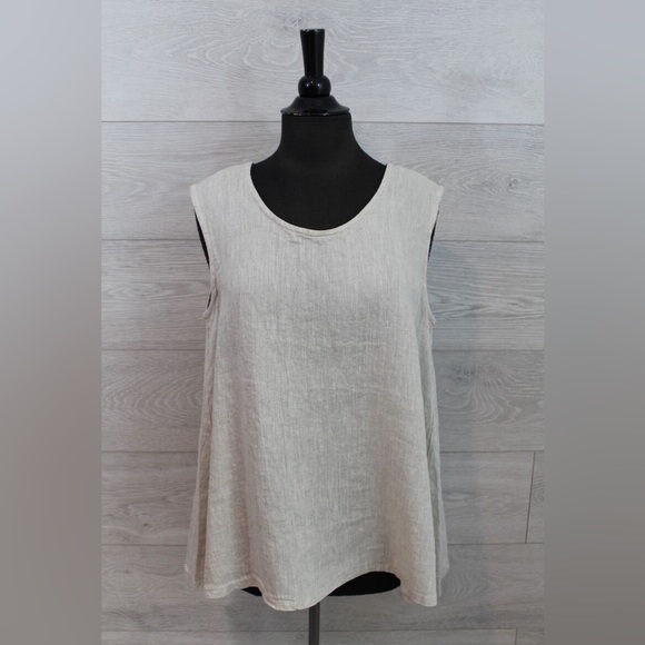 bryn Walker Tops - Bryn Walker Huxley 100% Linen high low tunic tank top Lagenlook natural material